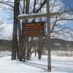 Parslow Road Conservation Area Sign in snow