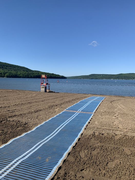 beach at Glimmerglass with a wheelchair path