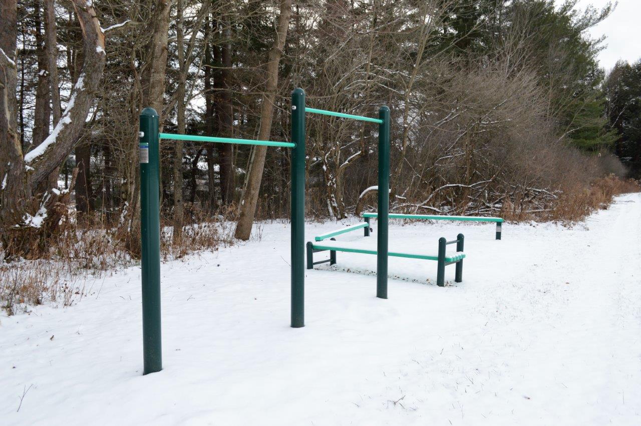 Exercise equipment in snow