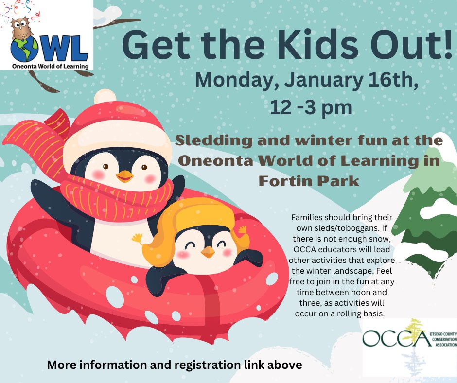 poster for Get the Kids' Out winter fun event