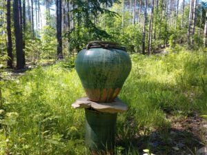 Sculpture on display at Texas School House State Forest, On the Trail of art 2021.