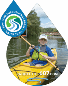 boy paddling a yellow kayak