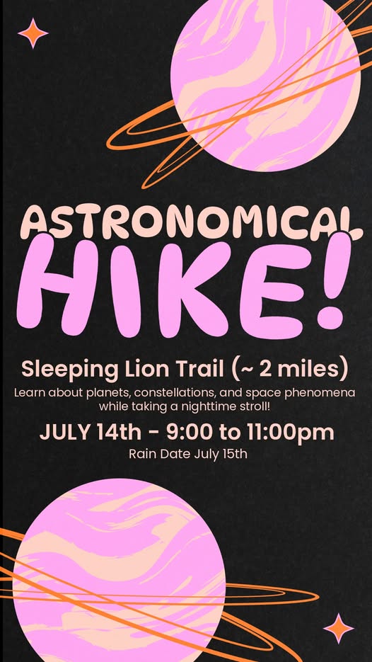 flyer for astronomy hike at Glimmerglass State Park